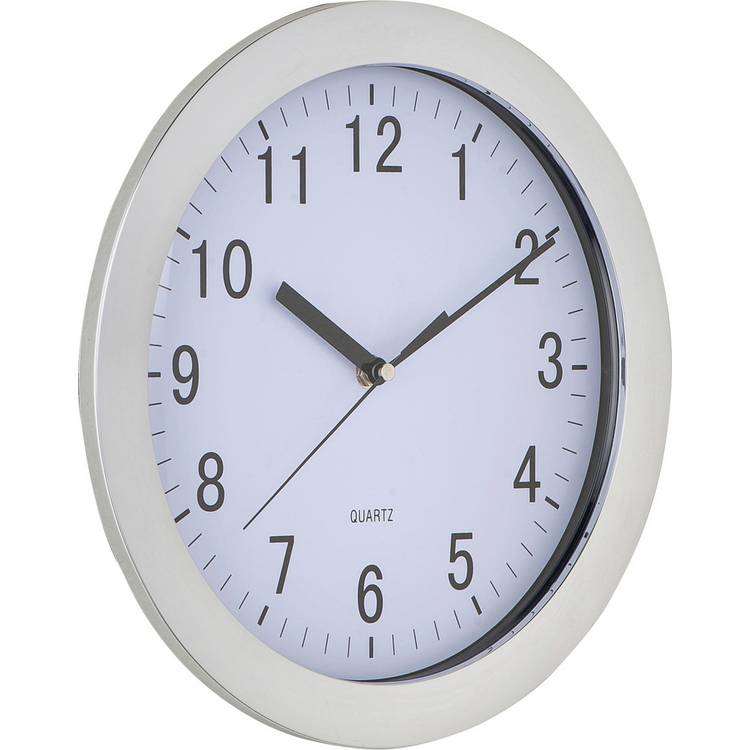Argos Home quartz wall clock chrome 29cm, UK version
