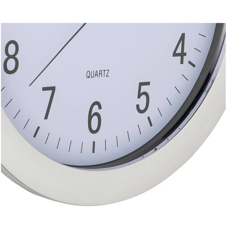 Argos Home quartz wall clock chrome 29cm, UK version