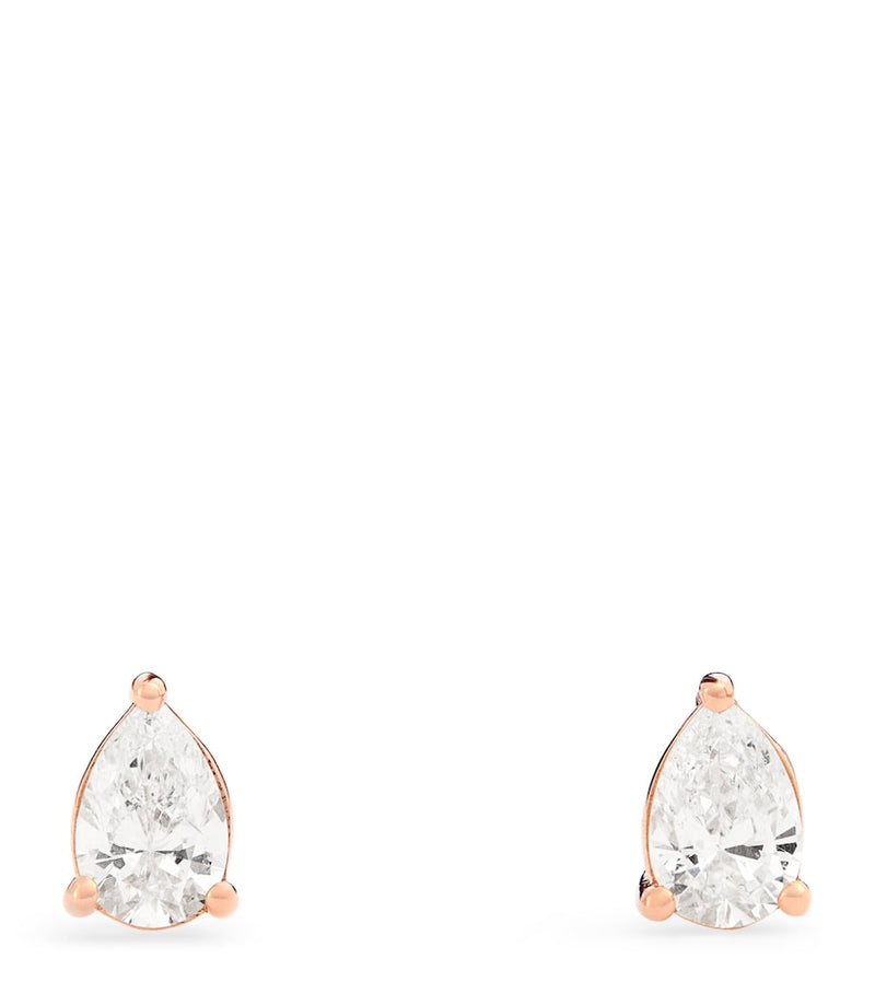 Harrods rose gold pear diamond stud earrings 0.50ct, imported from the UK