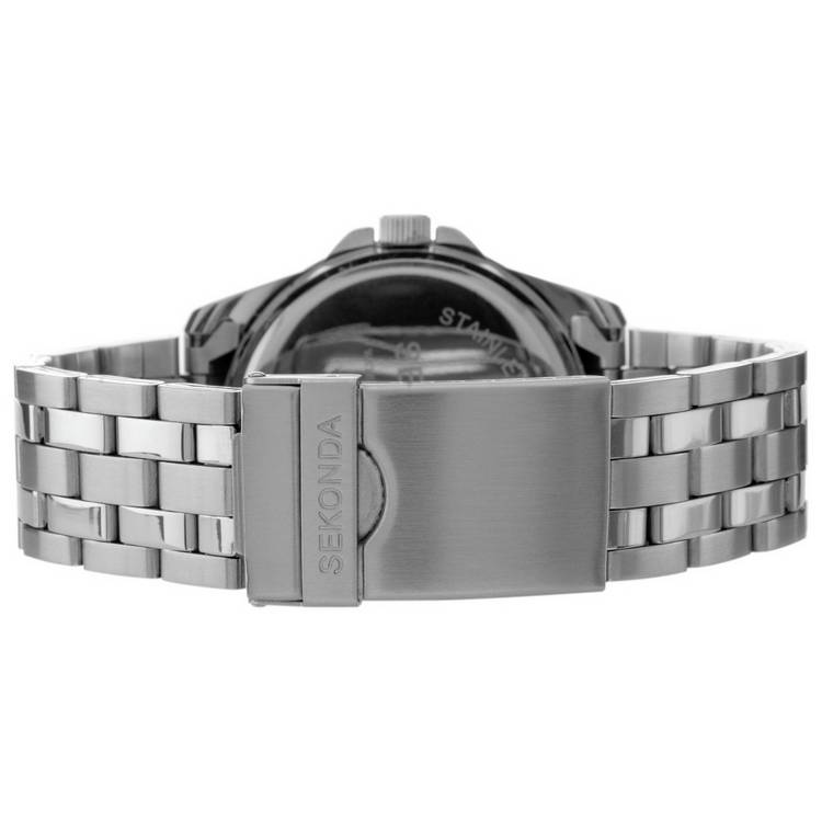 Sekonda men's watch stainless steel black dial 43mm - British product