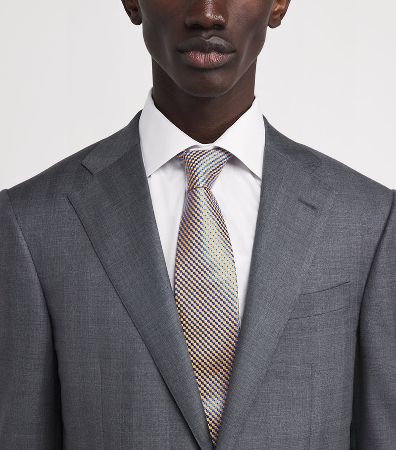 Eton silk geometric tie, imported from the UK