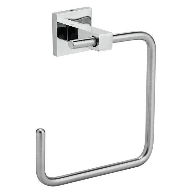Home rectangular chrome towel ring H17.1xW15.3xD6.4cm, UK version