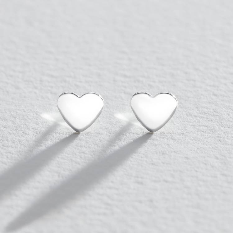 Revere sterling silver heart stud earrings 7mm - British product