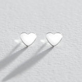 Revere sterling silver heart stud earrings 7mm - British product