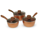 Argos JML Copper Stone 3 Piece Pan Set with Lids - Brown- Buy online at McGrocer