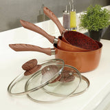 JML Copper Stone 3-piece saucepan set with lids (British brand)