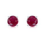 Round cut ruby earrings 14ct white gold 6mm UK version