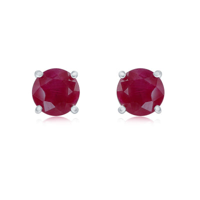 Costco UK 6mm Round Cut Ruby Stud Earrings, 14ct White Gold- Buy online at McGrocer