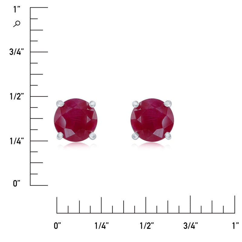 Round cut ruby earrings 14ct white gold 6mm UK version