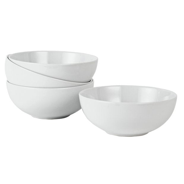 Argos Home porcelain cereal bowls super white set of 4 (British brand)