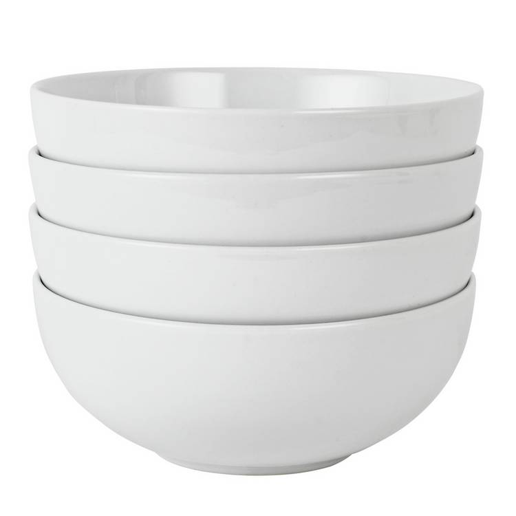 Argos Home porcelain cereal bowls super white set of 4 (British brand)