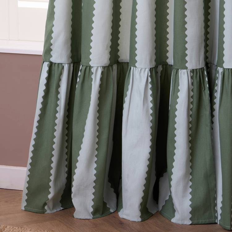 Wylder Birdie Stripe curtains green 117x137cm - British product