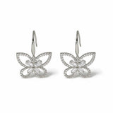 Freedom butterfly earrings silver-tone crystal mini drop 40mm (British brand)