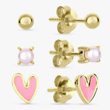 Revere kids gold plated silver stud earrings set - British product