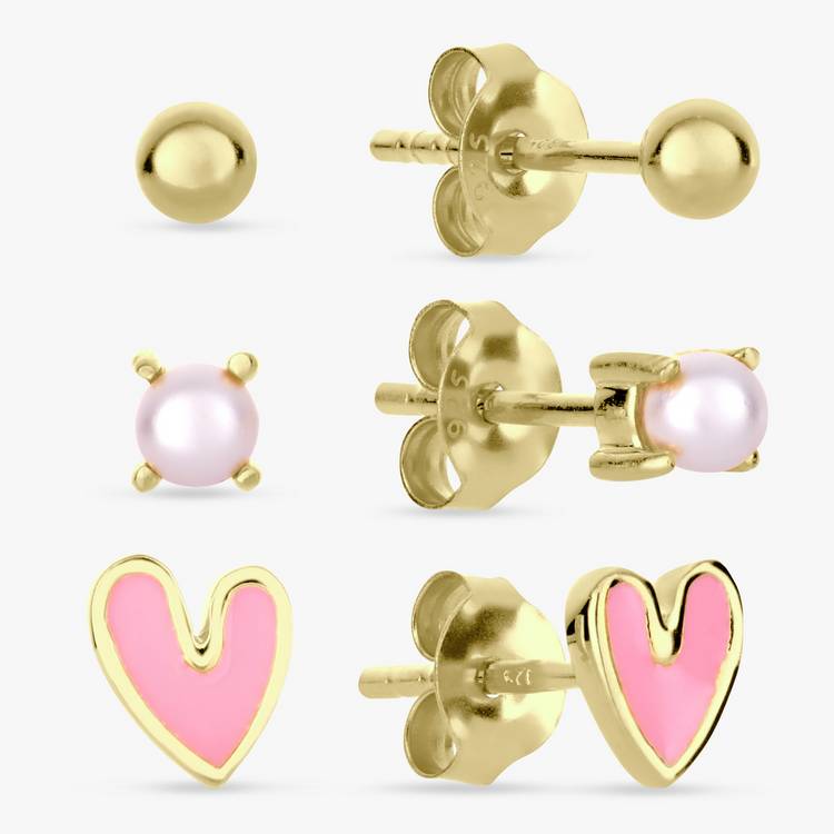Revere kids gold plated silver stud earrings set - British product