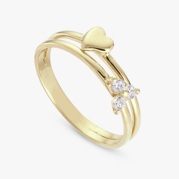 Revere gold plated hearts double band ring medium - British product
