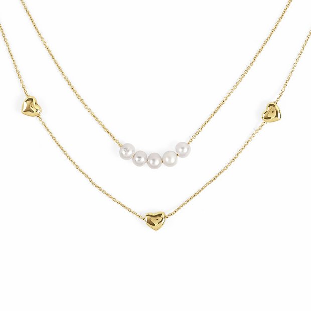 Radley double layer heart pearl necklace gold plated - British product