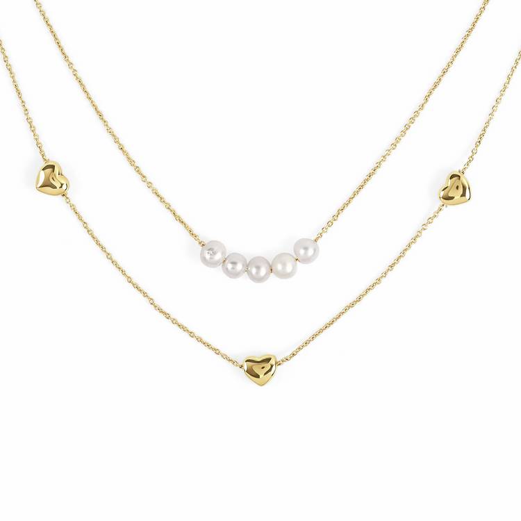 Radley double layer heart pearl necklace gold plated - British product