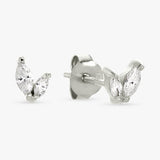 Revere sterling silver dainty marquise stud earrings, imported from the UK