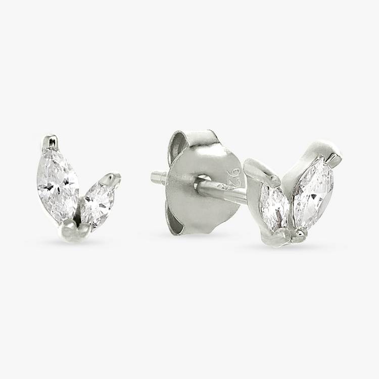 Revere sterling silver dainty marquise stud earrings, imported from the UK