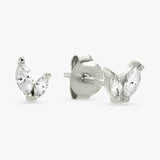 Revere sterling silver dainty marquise stud earrings, imported from the UK