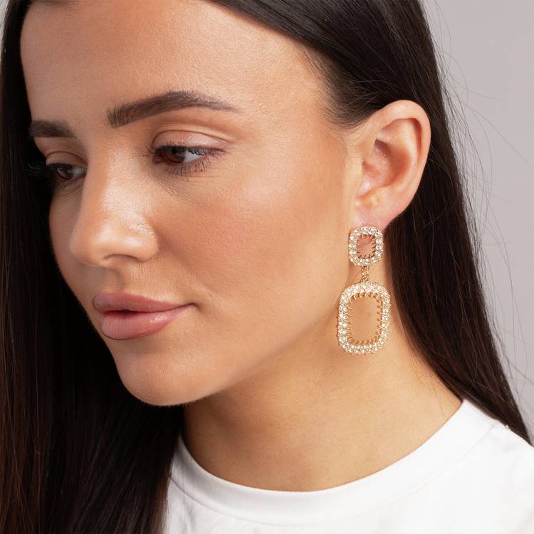 Freedom gold tone crystal drop earrings, UK version