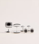 Harrods Tateossian Onyx Graffiato Rounded Square Cufflinks and Studs Set- Buy online at McGrocer