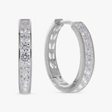 Revere sterling silver white cubic zirconia huggie earrings (British brand)