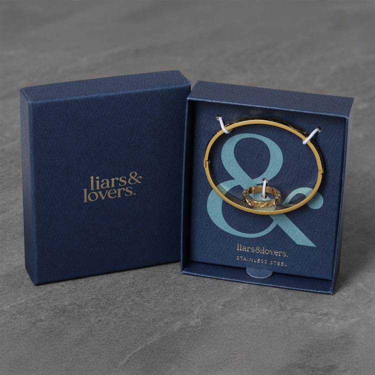 Liars & Lovers gold-tone stainless steel etched set - British product