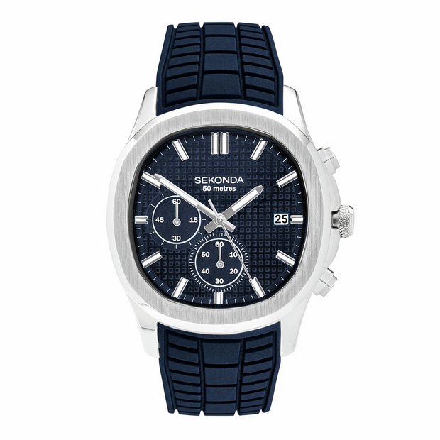 Sekonda Octaire Navy silicone strap watch 40mm, imported from the UK