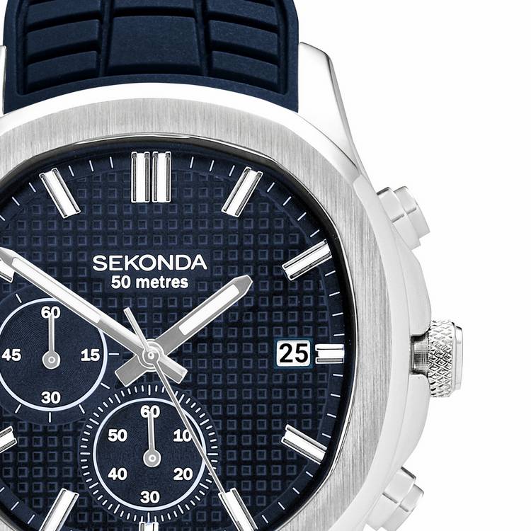 Sekonda Octaire Navy silicone strap watch 40mm, imported from the UK