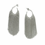 Freedom silver-tone hoop tassel drop earrings (British brand)