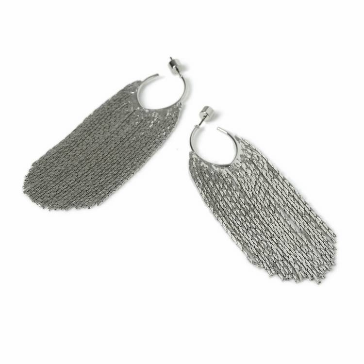 Freedom silver-tone hoop tassel drop earrings (British brand)