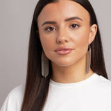 Freedom silver-tone hoop tassel drop earrings (British brand)