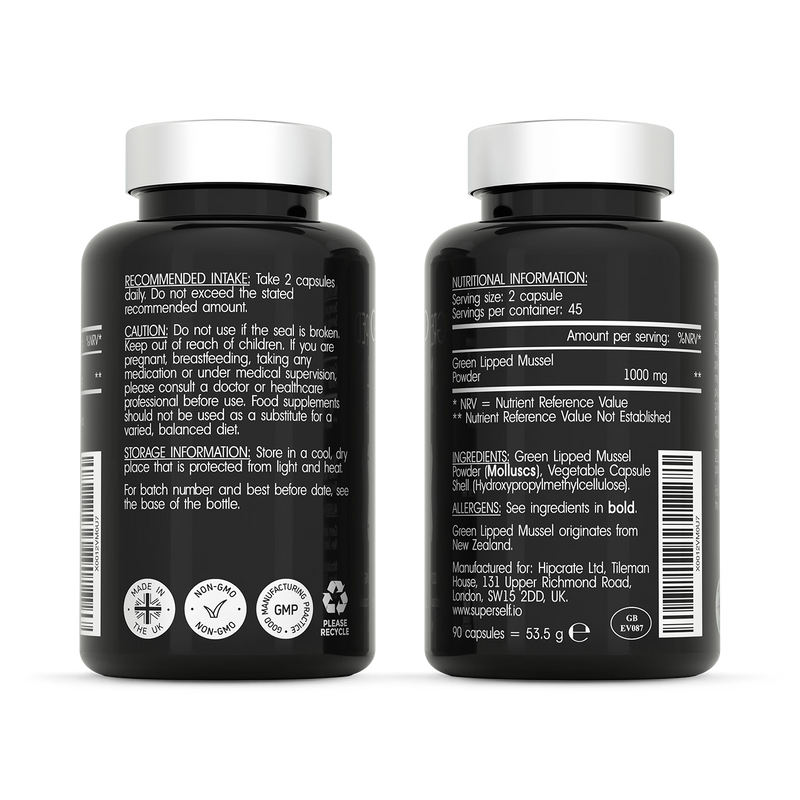 SuperSelf green lipped mussel supplement 1000mg 90 capsules - British product