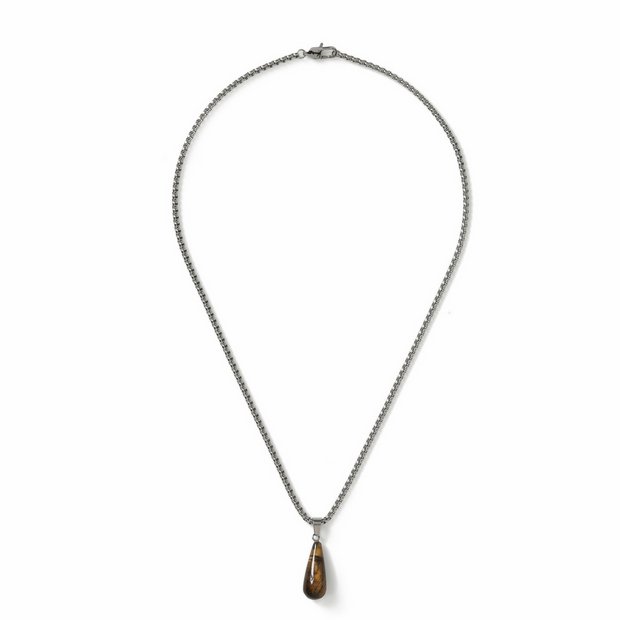 Uncommon Souls silver tone stone pendant necklace 50cm (British brand)