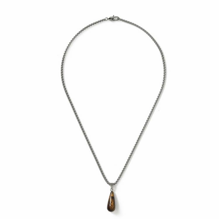 Uncommon Souls silver tone stone pendant necklace 50cm (British brand)
