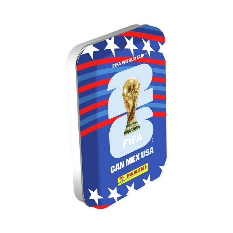 Panini FIFA World Cup 2026 sticker pocket tin, imported from the UK