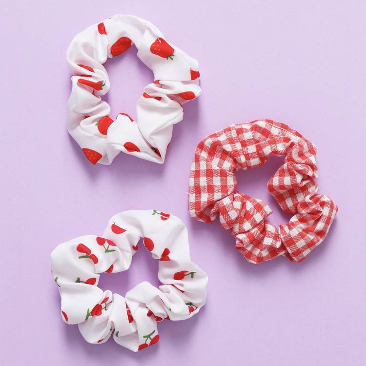 Flitzy cherry print scrunchies pack of 3 (British brand)