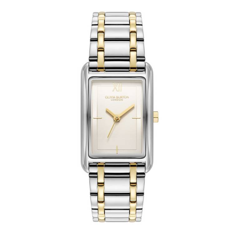 Olivia Burton two-tone bracelet watch rectangular dial, UK version