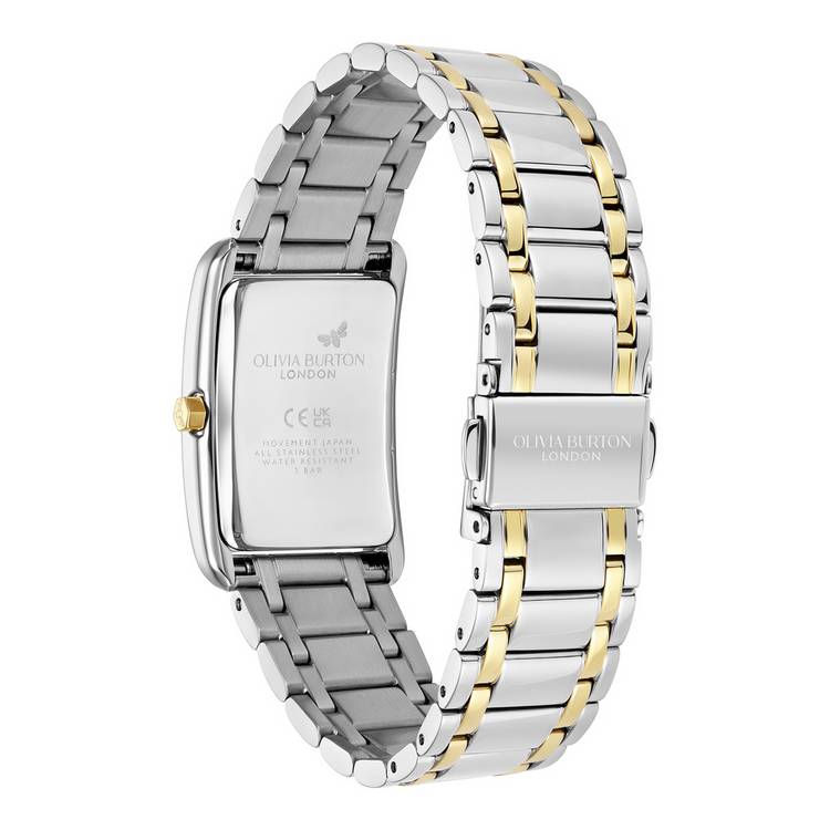 Olivia Burton two-tone bracelet watch rectangular dial, UK version
