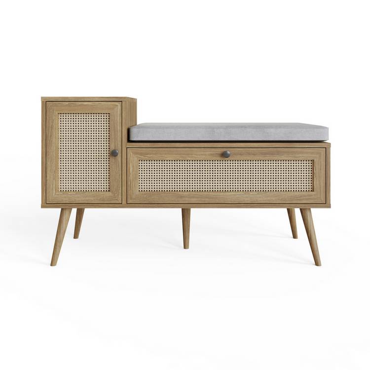 GFW Noor shoe storage cabinet natural oak finish - British product