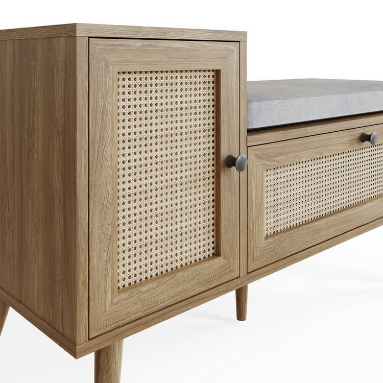 GFW Noor shoe storage cabinet natural oak finish - British product