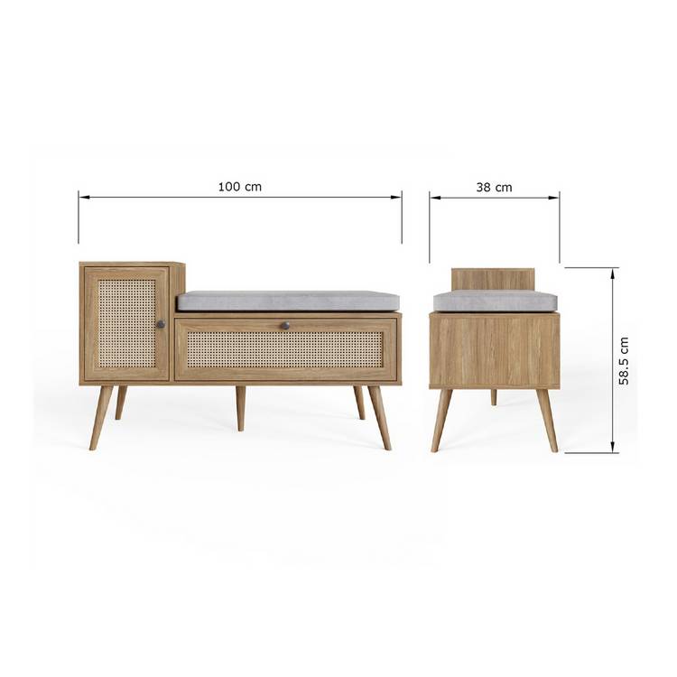 GFW Noor shoe storage cabinet natural oak finish - British product