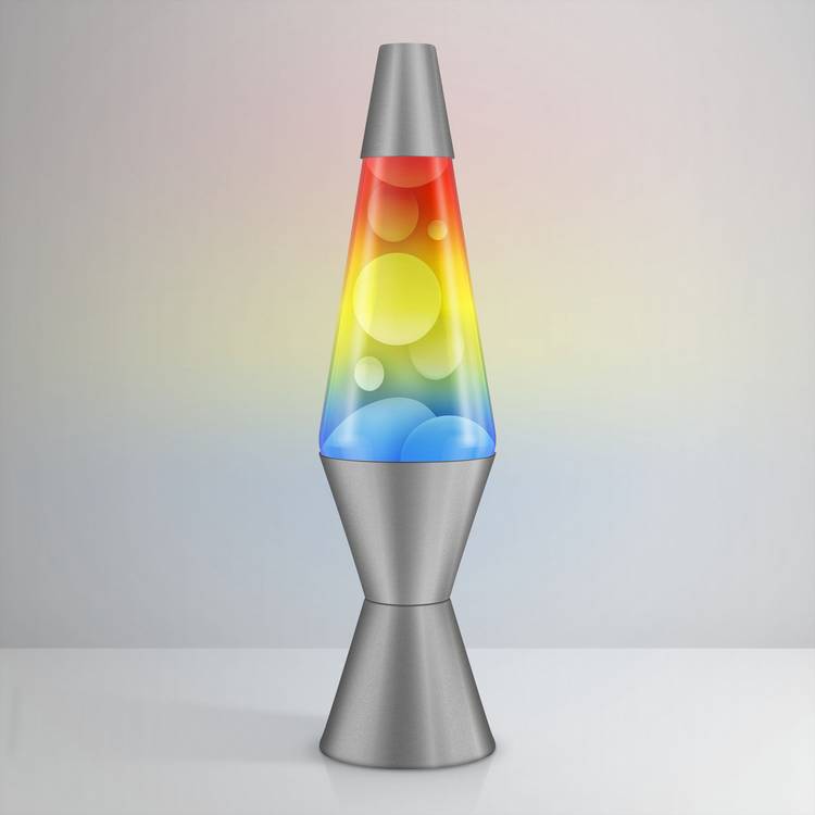 Rainbow Glitz yellow silver lava lamp 14.5 inch, imported from the UK