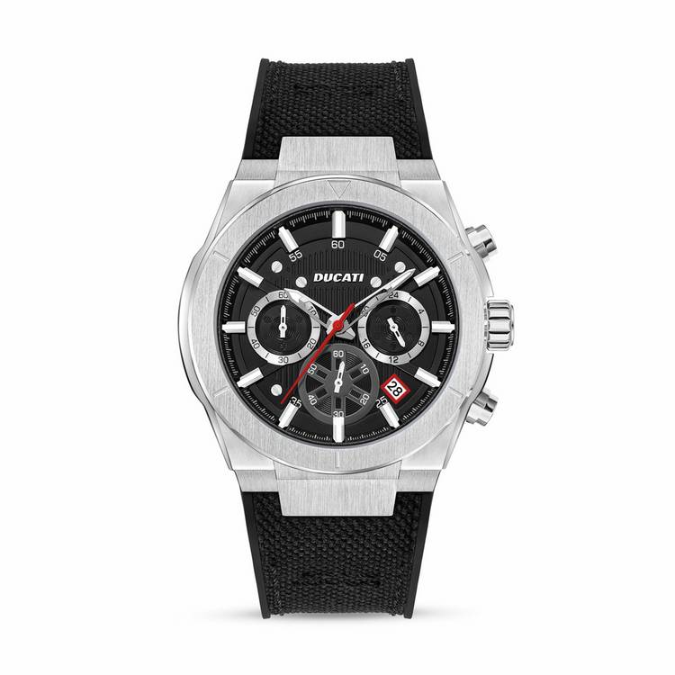 Ducati Supermotos chronograph watch with black leather strap - British product