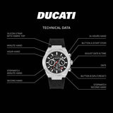 Ducati Supermotos chronograph watch with black leather strap - British product