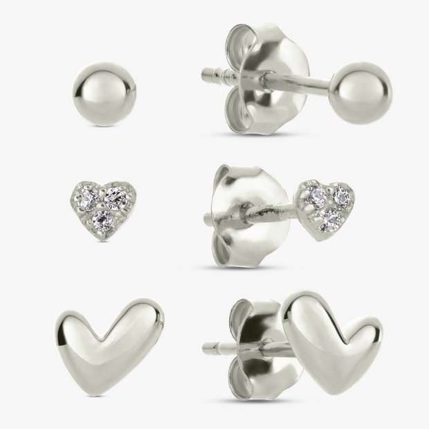 Revere sterling silver stud earrings set of 3 (British brand)