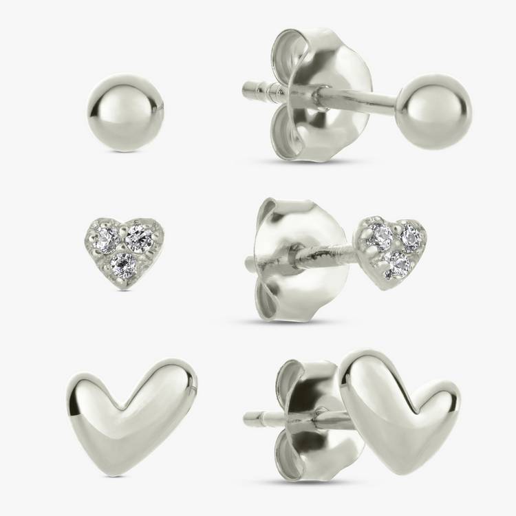Revere sterling silver stud earrings set of 3 (British brand)