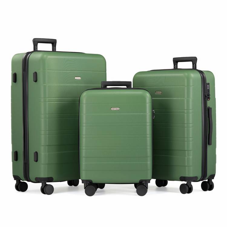 VonHaus 3-piece green hard shell suitcase set - British product